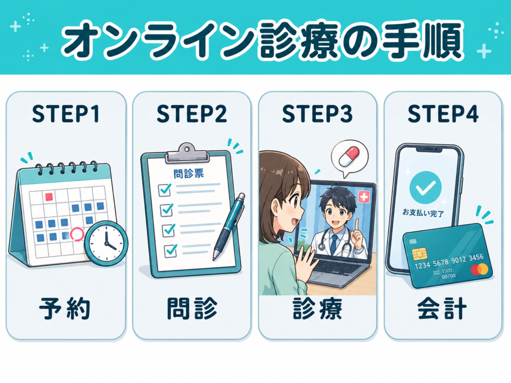 オンライン診療の手順イメージ図