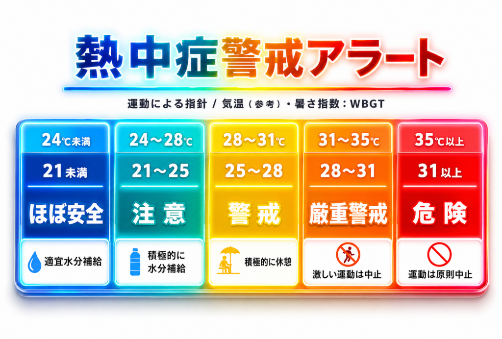 熱中症警戒アラートについての説明、表